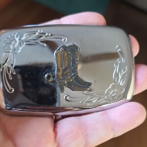 Vintage Silver Tone  Western Boot Belt Buckle